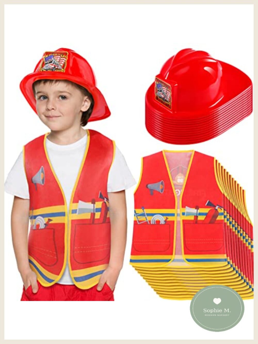 24pcs Fireman Costume Set Kids Ages 3-8 Birthday Gift Role Play Career Day